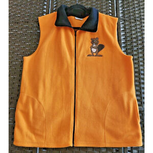 Robert Allen Sportswear Orange Fleece Vest Beaver Embroidered Logo Size XL